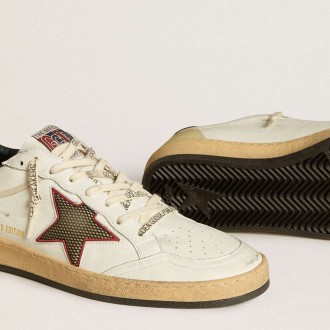 Golden Goose Men's Ball Star Sneakers LTD With Mesh Star And Midnight Blue Leather Heel Tab GMF00844.F006677.10576