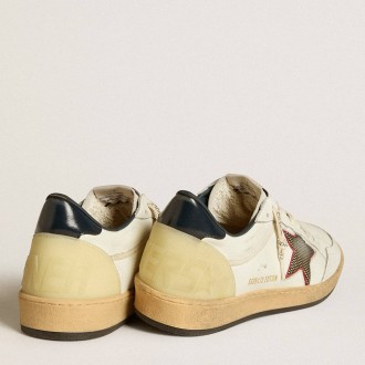 Golden Goose Men's Ball Star Sneakers LTD With Mesh Star And Midnight Blue Leather Heel Tab GMF00844.F006677.10576