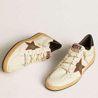 Golden Goose Men's Ball Star Sneakers LTD With Mesh Star And Midnight Blue Leather Heel Tab GMF00844.F006677.10576