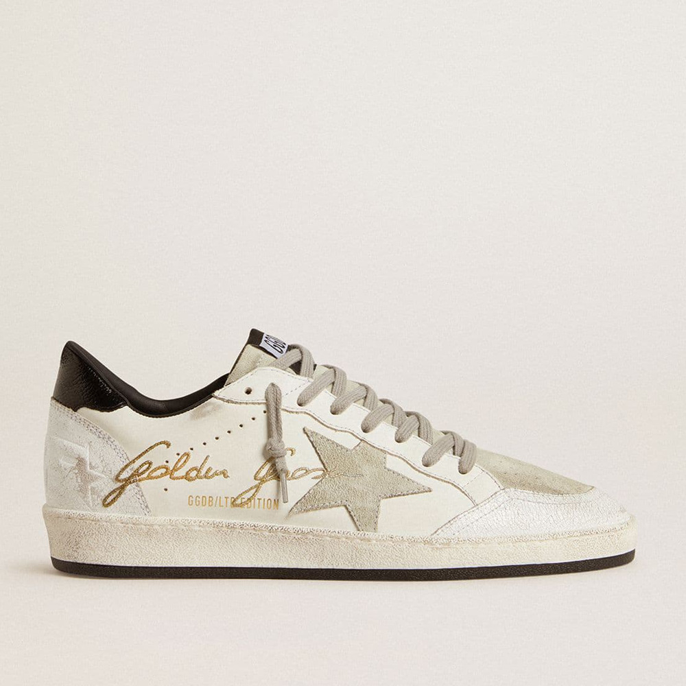 Golden Goose Men's Ball Star Sneakers LTD With Suede Star And Textured Leather Heel Tab GMF00117.F006630.10220