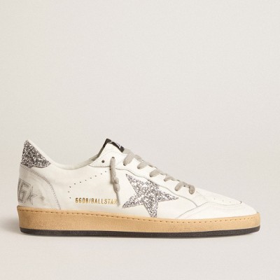 Golden Goose Men's Ball Star Sneakers Wishes In Nappa Leather With Glitter Star And Heel Tab GMF00117.F005820.10449