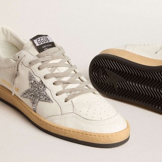 Golden Goose Men's Ball Star Sneakers Wishes In Nappa Leather With Glitter Star And Heel Tab GMF00117.F005820.10449