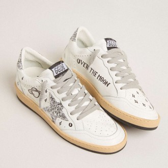 Golden Goose Men's Ball Star Sneakers Wishes In Nappa Leather With Glitter Star And Heel Tab GMF00117.F005820.10449