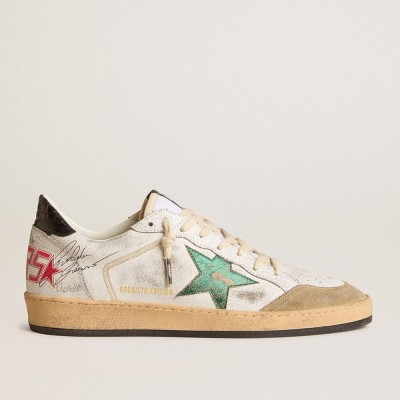 Golden Goose Men's Ball Star Sneakers With Metallic Leather Star And Gray Leather Heel Tab GMF00327.F006025.11889