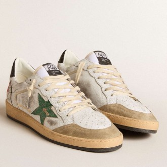 Golden Goose Men's Ball Star Sneakers With Metallic Leather Star And Gray Leather Heel Tab GMF00327.F006025.11889