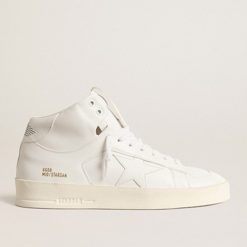 Golden Goose Men's Bio-based Mid-Stardan Sneakers With White Star And Heel Tab GMF00441.F003952.10100