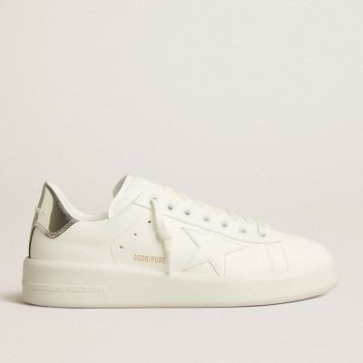 Golden Goose Men's Bio-based Purestar Sneakers With White Star And Mirror-effect Heel Tab GMF00197.F005221.80185