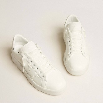 Golden Goose Men's Bio-based Purestar Sneakers With White Star And Mirror-effect Heel Tab GMF00197.F005221.80185