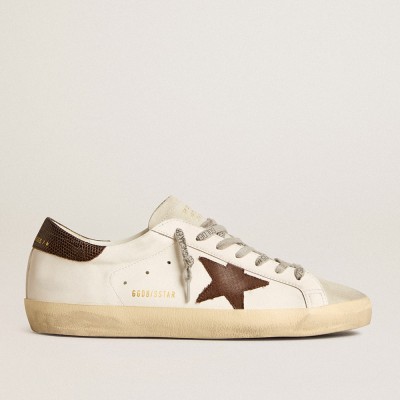 Golden Goose Men's Bio-based Super-Star Sneakers With Canvas Star And Dark Brown Leather Heel Tab GMF00101.F005991.11883