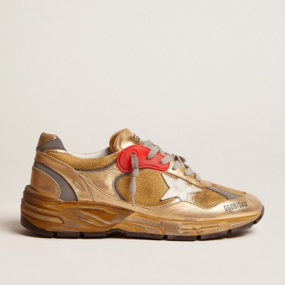 Golden Goose Men's Dad-Star Sneakers Gold With Distressed Finish GMF00199.F001211.65120