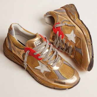 Golden Goose Men's Dad-Star Sneakers Gold With Distressed Finish GMF00199.F001211.65120