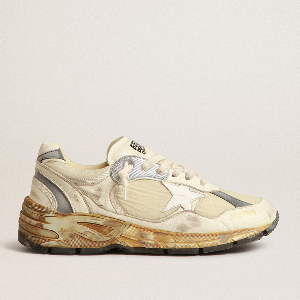 Golden Goose Men's Dad-Star Sneakers In Beige Nappa And Nylon With White Leather Star GMF00199.F004071.82142