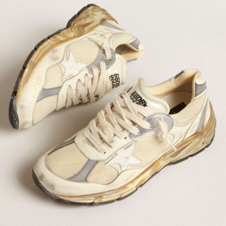 Golden Goose Men's Dad-Star Sneakers In Beige Nappa And Nylon With White Leather Star GMF00199.F004071.82142