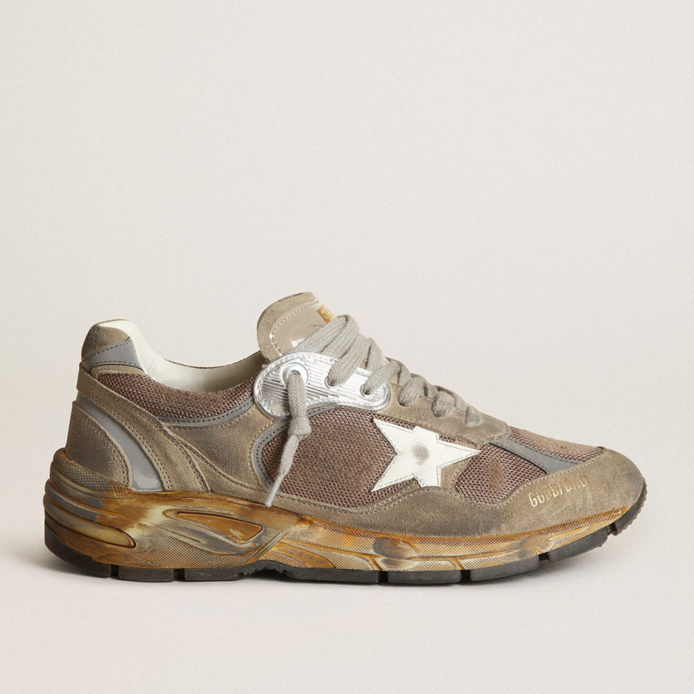 Golden Goose Men's Dad-Star Sneakers In Dove Gray Mesh And Suede GMF00199.F003271.81751