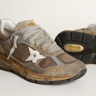 Golden Goose Men's Dad-Star Sneakers In Dove Gray Mesh And Suede GMF00199.F003271.81751