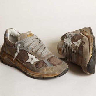 Golden Goose Men's Dad-Star Sneakers In Dove Gray Mesh And Suede GMF00199.F003271.81751