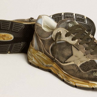 Golden Goose Men's Dad-Star Sneakers In Suede And Nylon With Khaki Leather Star And Heel Tab GMF00199.F006649.82841