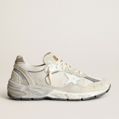 Golden Goose Men's Dad-Star Sneakers In White And Gray Suede And White Leather Star GMF00199.F002156.80185