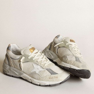 Golden Goose Men's Dad-Star Sneakers In White And Gray Suede And White Leather Star GMF00199.F002156.80185