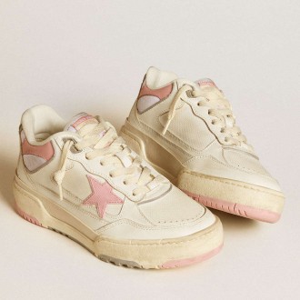 Golden Goose Men's Forty2 Sneakers With Pink Star And White Leather Heel Tab GMF00630.F005711.10310