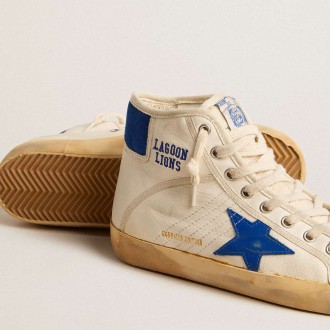 Golden Goose Men's Francy Sneakers Penstar LAB In Nappa With Blue Star And Nylon Heel Tab GMF00637.F005682.10793