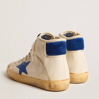 Golden Goose Men's Francy Sneakers Penstar LAB In Nappa With Blue Star And Nylon Heel Tab GMF00637.F005682.10793