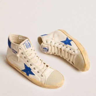 Golden Goose Men's Francy Sneakers Penstar LAB In Nappa With Blue Star And Nylon Heel Tab GMF00637.F005682.10793