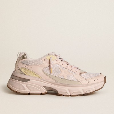 Golden Goose Men's Lightstar Sneakers With Pink Leather And Mesh Upper And Pink Star GMF00724.F006474.25747