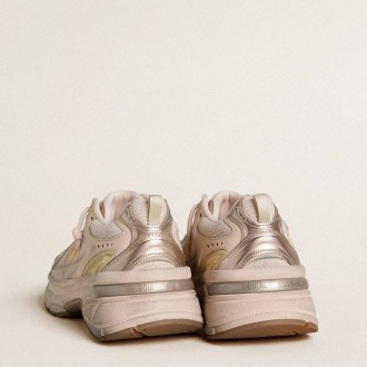 Golden Goose Men's Lightstar Sneakers With Pink Leather And Mesh Upper And Pink Star GMF00724.F006474.25747