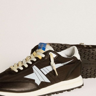 Golden Goose Men's Marathon Shoes With Black Nylon Upper And White Star GMF00683.F005459.90167