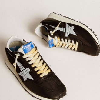 Golden Goose Men's Marathon Shoes With Black Nylon Upper And White Star GMF00683.F005459.90167