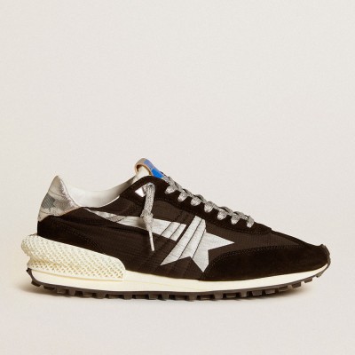 Golden Goose Men's Marathon Shoes With Black Ripstop Nylon Upper And Silver Star GMF00684.F005675.90179