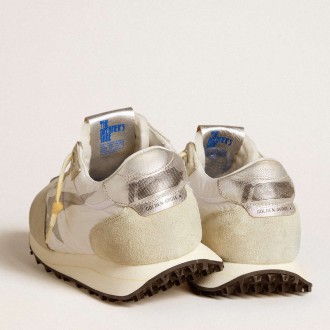 Golden Goose Men's Marathon Shoes With White Nylon Upper And Silver Star GMF00683.F005457.60466