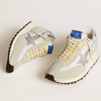 Golden Goose Men's Marathon Shoes With White Nylon Upper And Silver Star GMF00683.F005457.60466