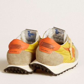 Golden Goose Men's Marathon Shoes With Yellow Nylon Upper And Orange Star GMF00683.F005462.82542