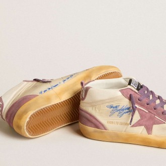 Golden Goose Men's Mid Star Sneakers LAB In Nylon And Nappa With Mauve Suede Star GMF00123.F005695.15573