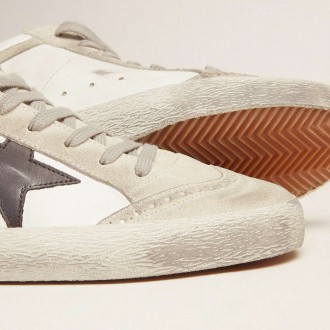 Golden Goose Men's Mid Star Sneakers White With Black Star GMF00122.F001487.10599