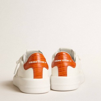 Golden Goose Men's Purestar Sneakers With White Leather Star And Orange Heel Tab GMF00197.F005922.10342