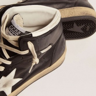 Golden Goose Men's Sky-Star Sneakers In Black Nappa With White Star GMF00230.F002944.80203