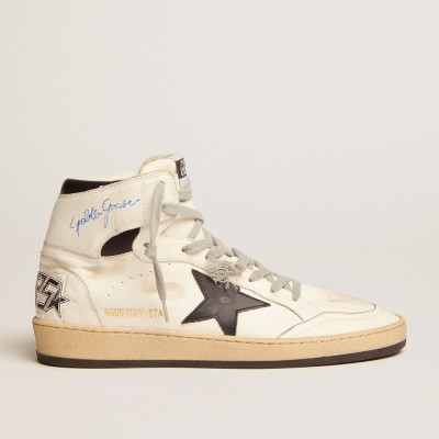 Golden Goose Men's Sky-Star Sneakers With Signature On The Ankle And Black Inserts GMF00230.F002190.10283