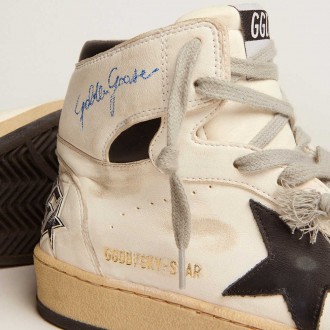 Golden Goose Men's Sky-Star Sneakers With Signature On The Ankle And Black Inserts GMF00230.F002190.10283