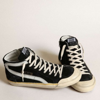 Golden Goose Men's Slide Sneakers Penstar In Black Suede With Black Star And White Flash GMF00211.F003378.90178