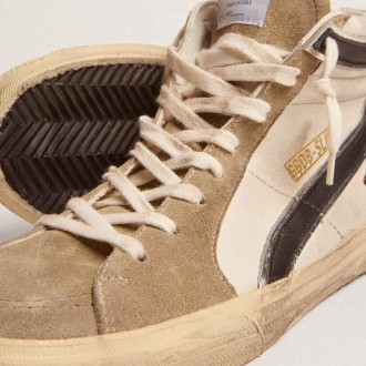 Golden Goose Men's Slide Sneakers With Leopard Print Pony Skin Star And Black Flash GMF00115.F002659.10935