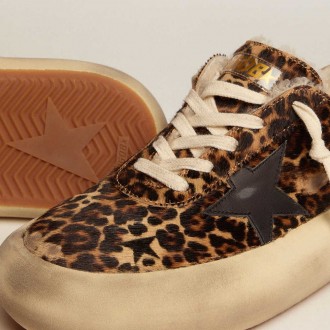 Golden Goose Men's Space-Star Sneakers In Animal Print Pony Skin And Shearling Lining GMF00346.F002996.81472