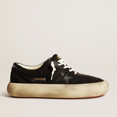 Golden Goose Men's Space-Star Sneakers In Nylon With Black Leather Star And Heel Tab GMF00377.F003328.90100