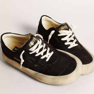 Golden Goose Men's Space-Star Sneakers In Nylon With Black Leather Star And Heel Tab GMF00377.F003328.90100