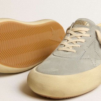 Golden Goose Men's Space-Star Sneakers Shoes In Ice-gray Suede With Perforated Star GMF00376.F005253.70100