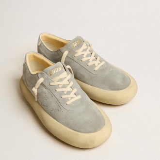 Golden Goose Men's Space-Star Sneakers Shoes In Ice-gray Suede With Perforated Star GMF00376.F005253.70100