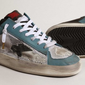 Golden Goose Men's Stardan Sneakers In Distressed Mesh And Petrol-colored Upper GMF00370.F003585.81932