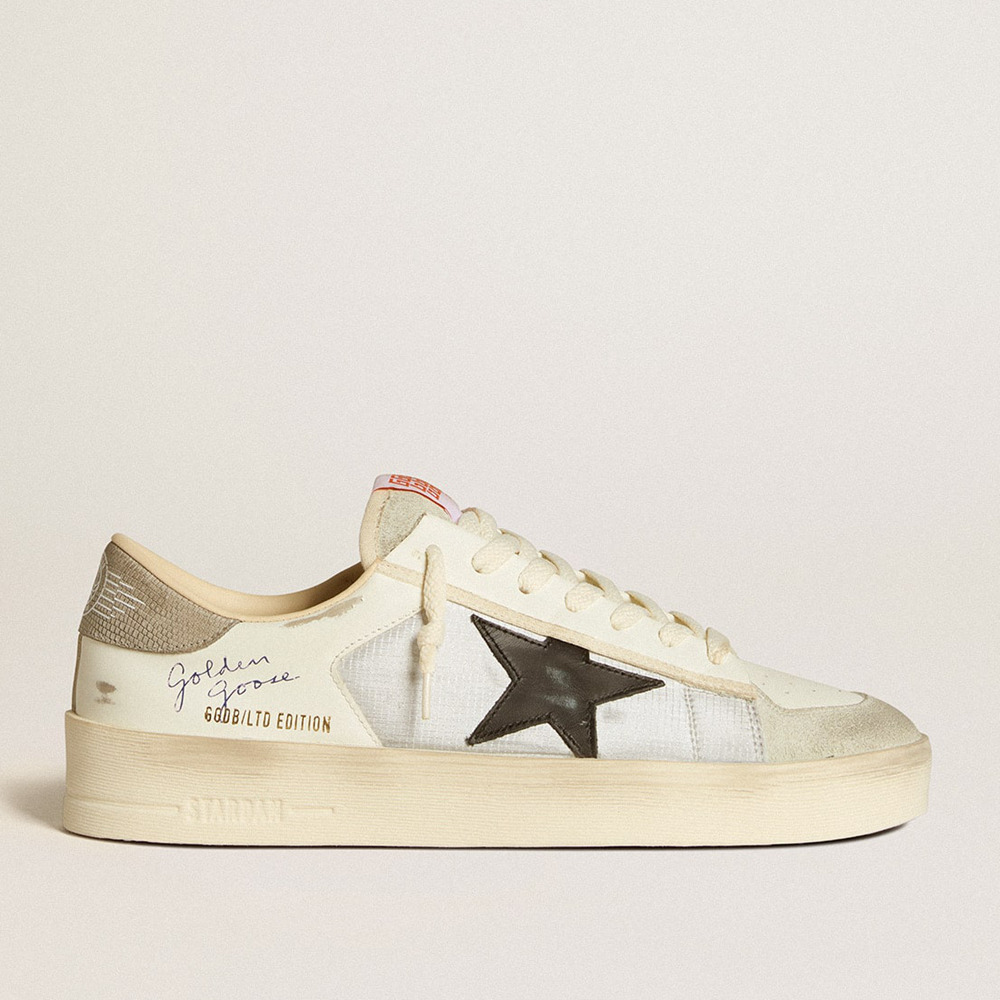 Golden Goose Men's Stardan Sneakers In Leather And Nylon With Black Leather Star And Nubuck Heel Tab GMF00333.F006665.70277